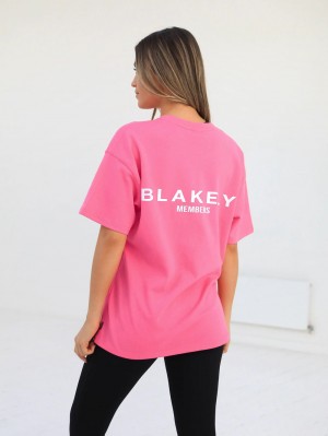 Neon Pink Blakely Womens Members Relaxed T-Shirt | KDQI-53801