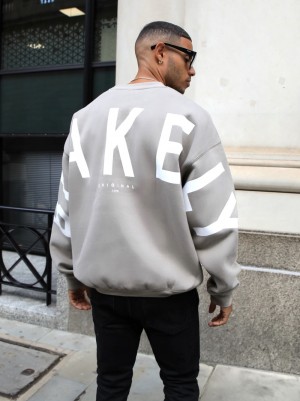 Neutral Grey Blakely Idris Oversized Jumper | YOIP-03895