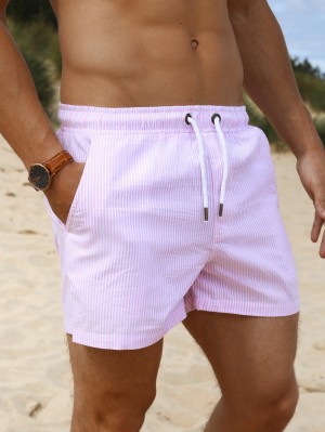 Pink Blakely Striped Swim Shorts | BEDI-98264