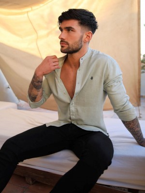 Sage Green Blakely Berkane Linen Shirt | HVYR-36145