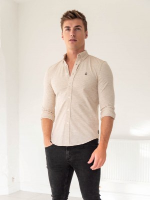 Sand Blakely Arlo Soft Stretch Shirt | RVGQ-84603