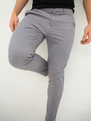 Slate Grey Blakely Kingsley Slim Fit Tailored Chinos | SXYZ-84379