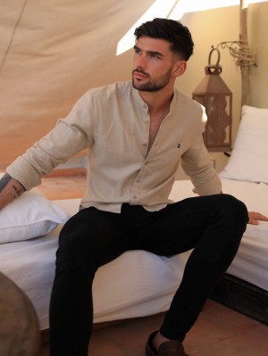 Tan Blakely Berkane Linen Shirt | PTCR-39842