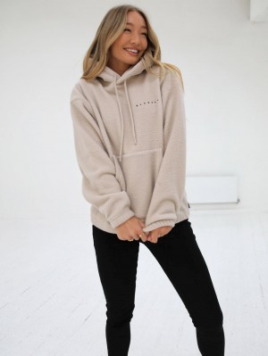 Tan Blakely Borg Womens Oversized Hoodie | LHPT-23156