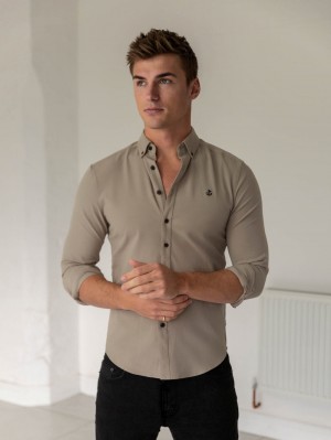Tan Blakely Horton Fitted Stretch Shirt | KLEA-39715
