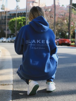 Vintage Blue Blakely Women's Sports Club Relaxed Hoodie | LTGI-49516