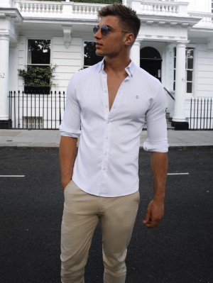 White Blakely Aylsham Fitted Stretch Shirt | RPYJ-65849