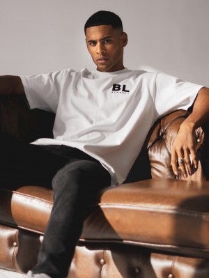 White Blakely BLK Blackout Oversized T-Shirt | DSAH-12803