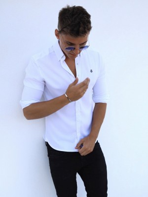 White Blakely Caspian Fitted Stretch Shirt | FZXW-80176