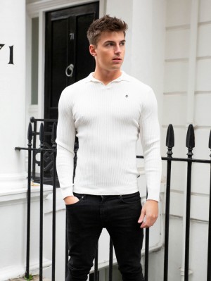 White Blakely Salisbury Ribbed Polo | YXPR-74628