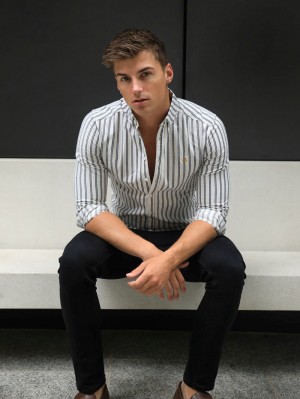 White Blakely Savona Stripe Shirt | KZTB-19876
