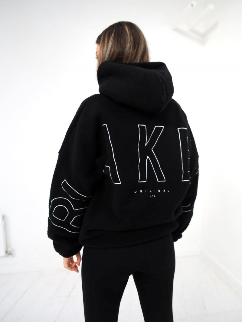 Black Blakely Borg Isabel Oversized Hoodie | KZEN-94128