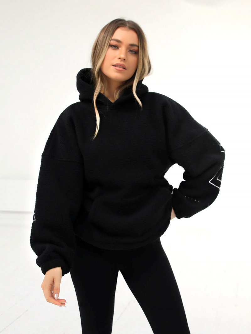 Black Blakely Borg Isabel Oversized Hoodie | EHBX-20431