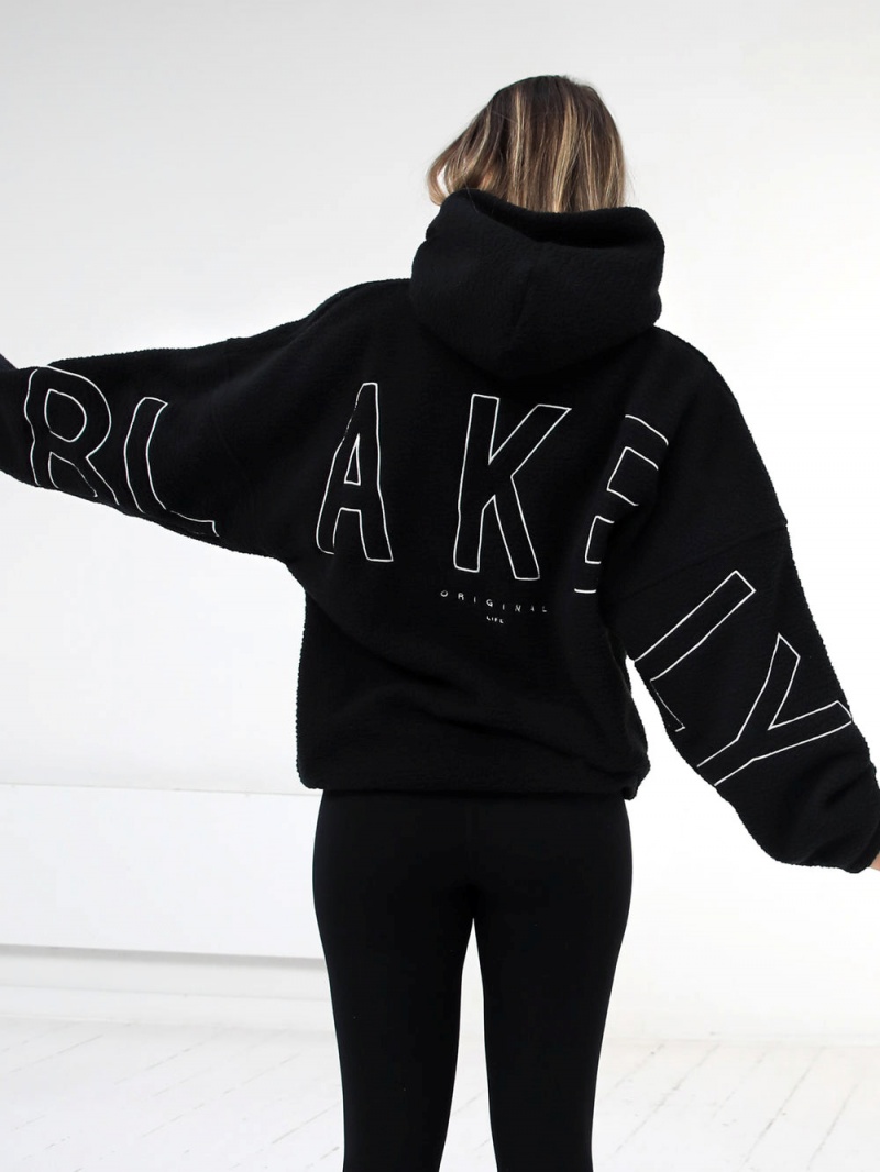 Black Blakely Borg Isabel Oversized Hoodie | EHBX-20431