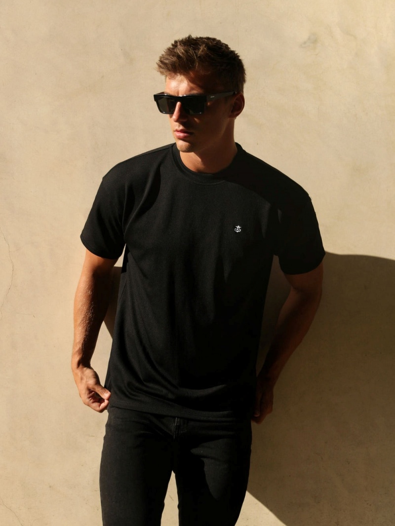 Black Blakely Ceuta Textured Oversized T-Shirt | KUBP-93485