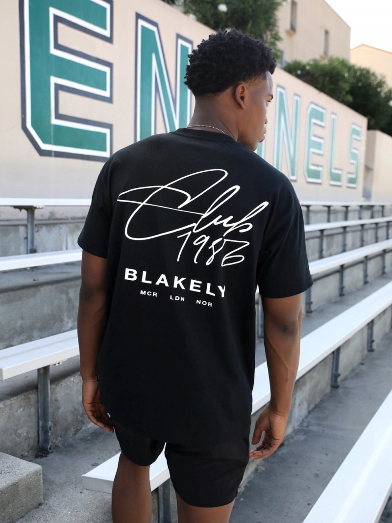 Black Blakely Club Relaxed T-Shirt | SFPI-35206