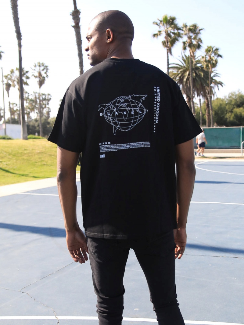 Black Blakely Global Relaxed Fit T-Shirt | BMZL-76248