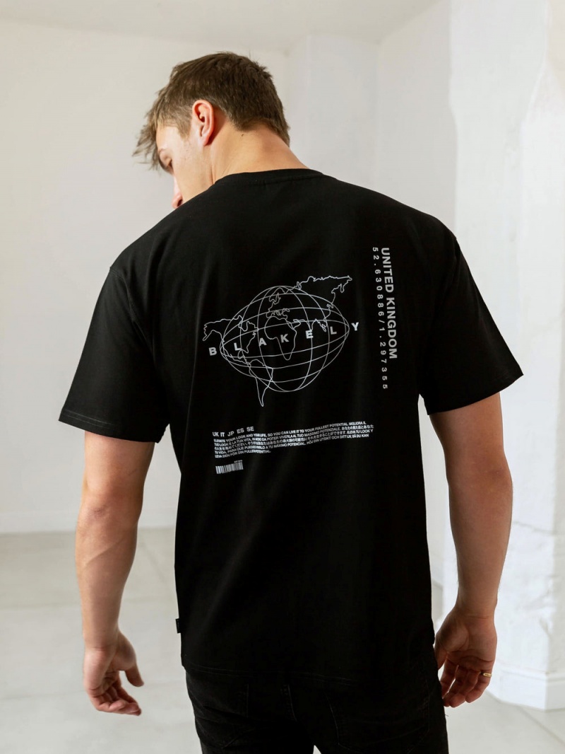 Black Blakely Global Relaxed Fit T-Shirt | BMZL-76248