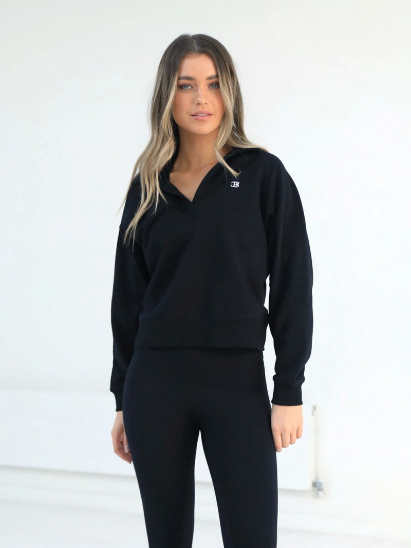 Black Blakely Initial V-Neck Jumper | DVPB-91527