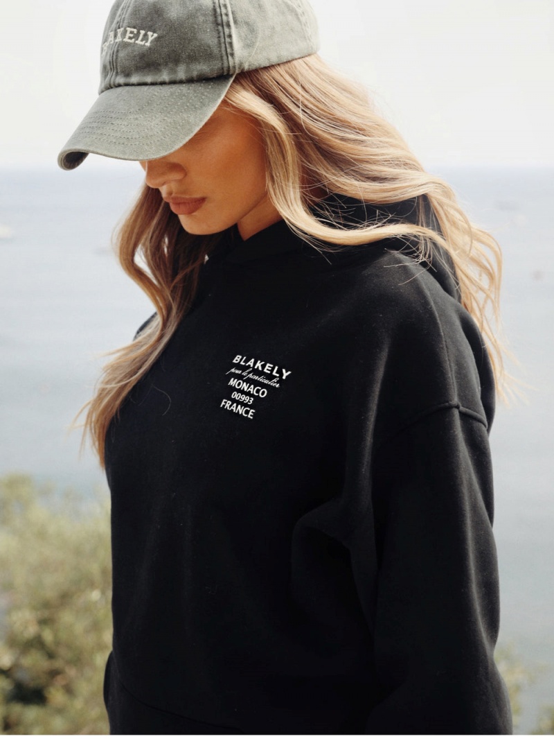 Black Blakely Monaco Women's Relaxed Hoodie | CGJM-92308