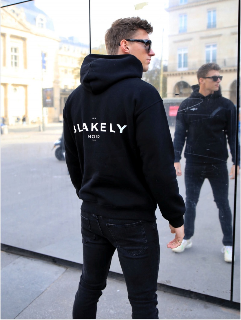 Black Blakely Noir II Relaxed Hoodie | HPIX-71029