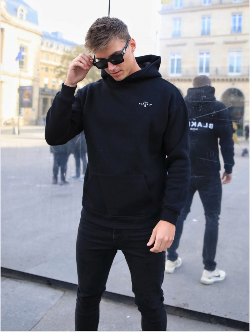 Black Blakely Noir II Relaxed Hoodie | HPIX-71029