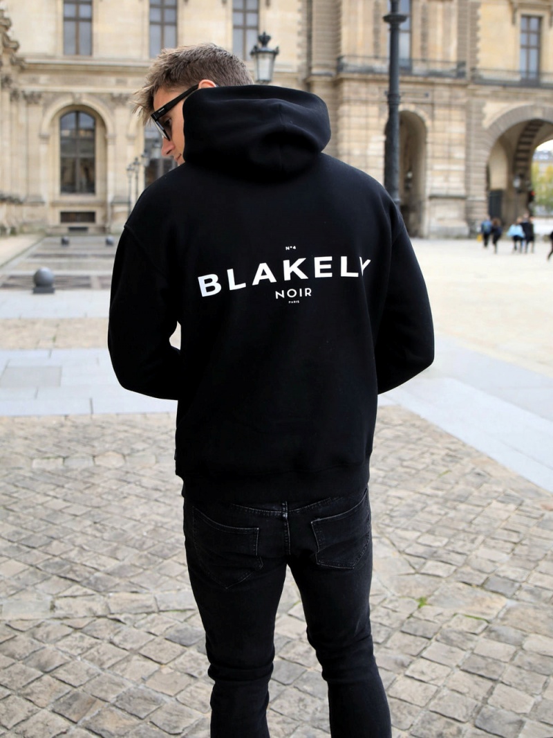 Black Blakely Noir II Relaxed Hoodie | HPIX-71029
