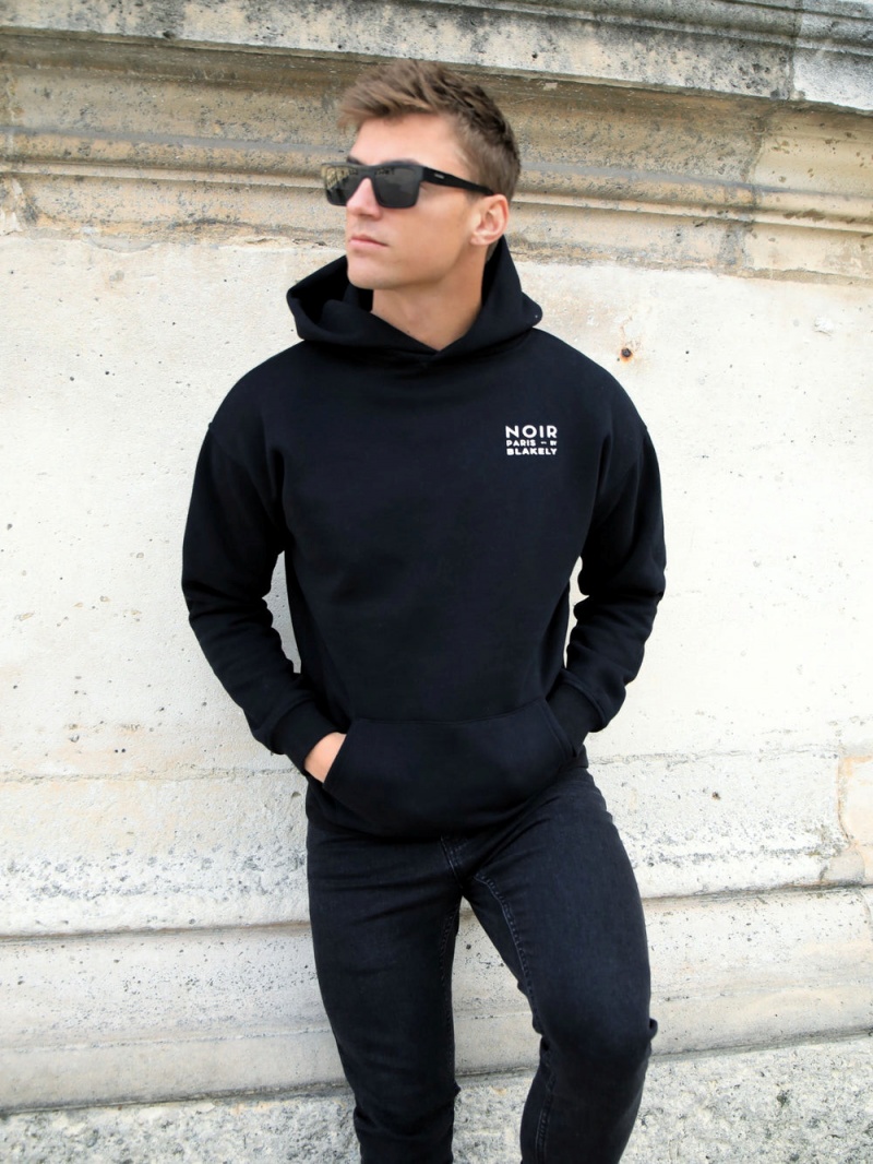 Black Blakely Noir Relaxed Hoodie | HGBR-80731