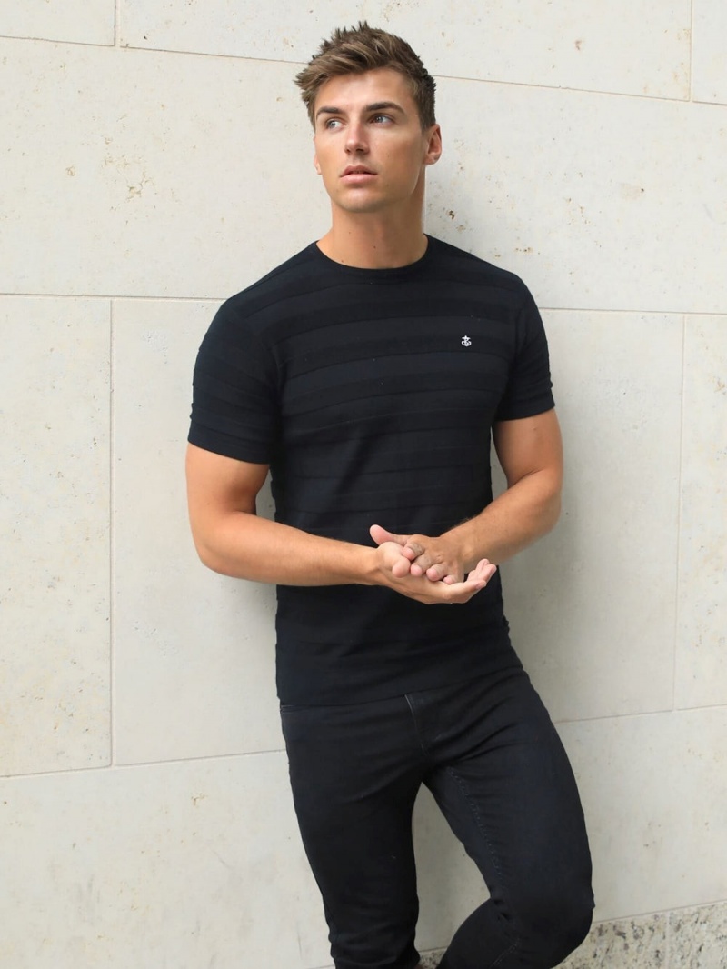 Black Blakely Raphello Stripe T-Shirt | REJZ-26194