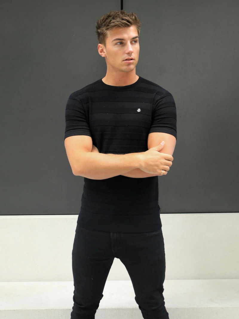 Black Blakely Raphello Stripe T-Shirt | REJZ-26194