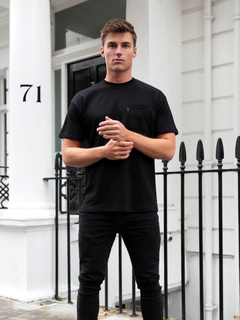 Black Blakely Relaxed Pocket T-Shirt | HTNE-29461