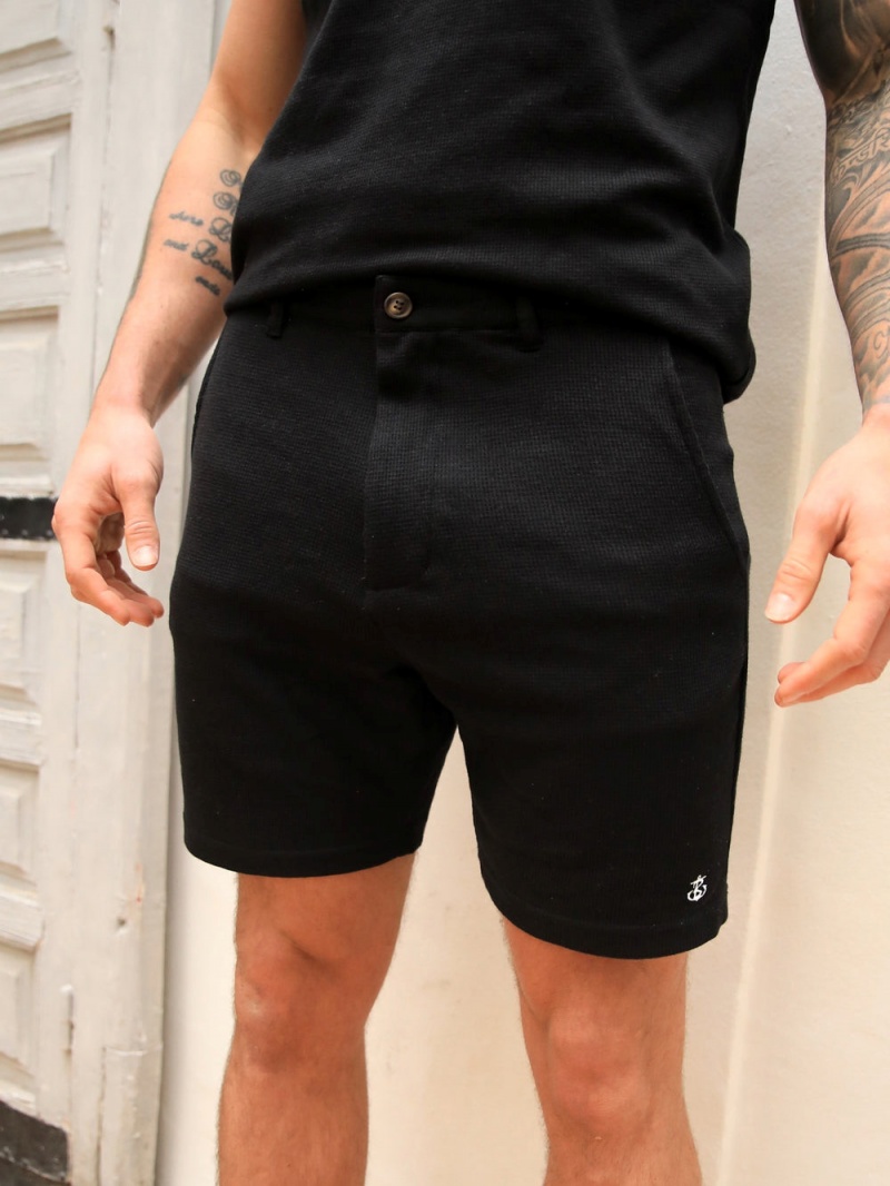 Black Blakely Safi Textured Shorts | GPVT-23410