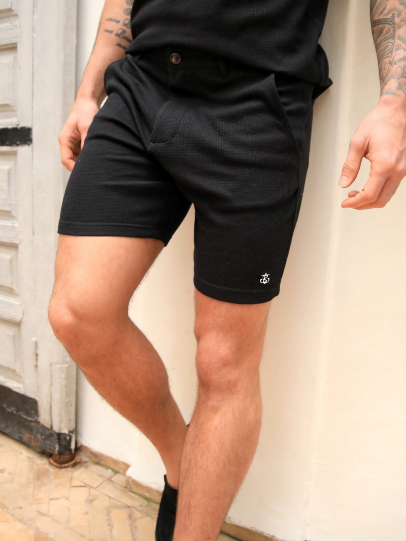 Black Blakely Safi Textured Shorts | GPVT-23410