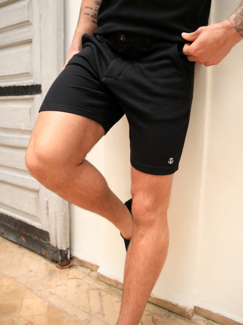 Black Blakely Safi Textured Shorts | GPVT-23410