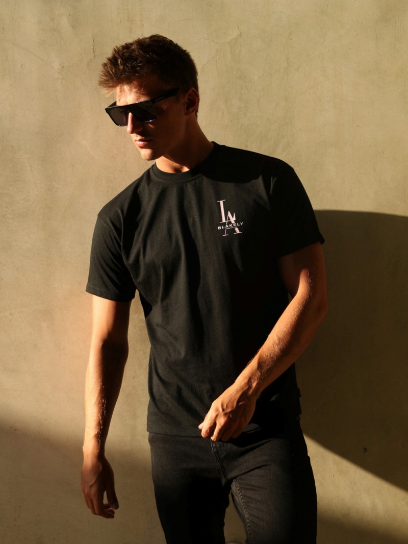 Black Blakely Sports Club Relaxed T-Shirt | AHKP-30428