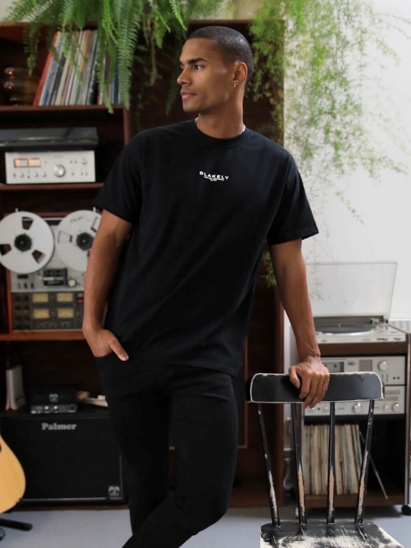 Black Blakely Statement Relaxed T-Shirt | HZIJ-43759