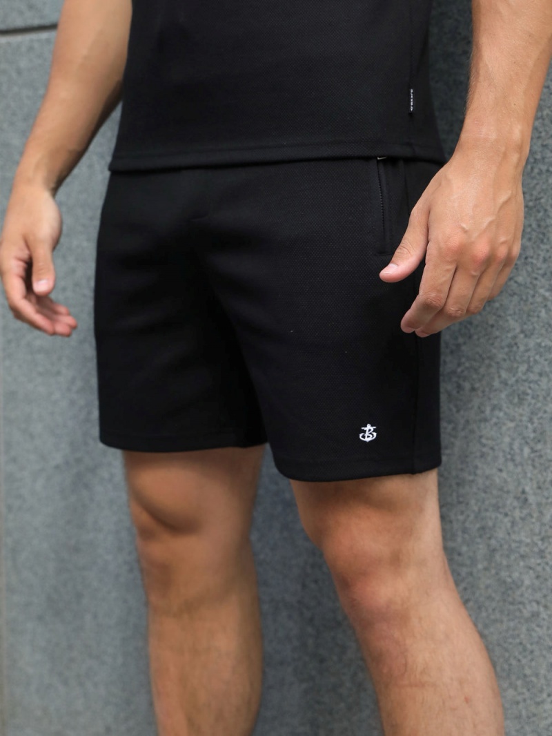 Black Blakely Toulon Textured Shorts | TASU-01283