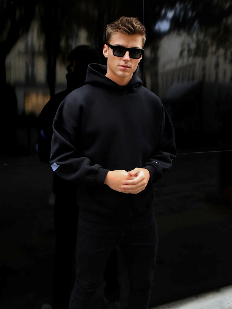 Black & Blue Blakely Members Idris Oversized Hoodie | AXZW-71542