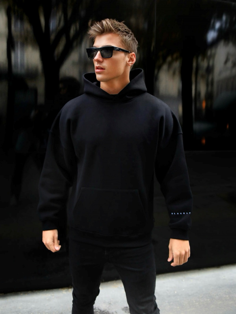 Black & Blue Blakely Members Idris Oversized Hoodie | AXZW-71542