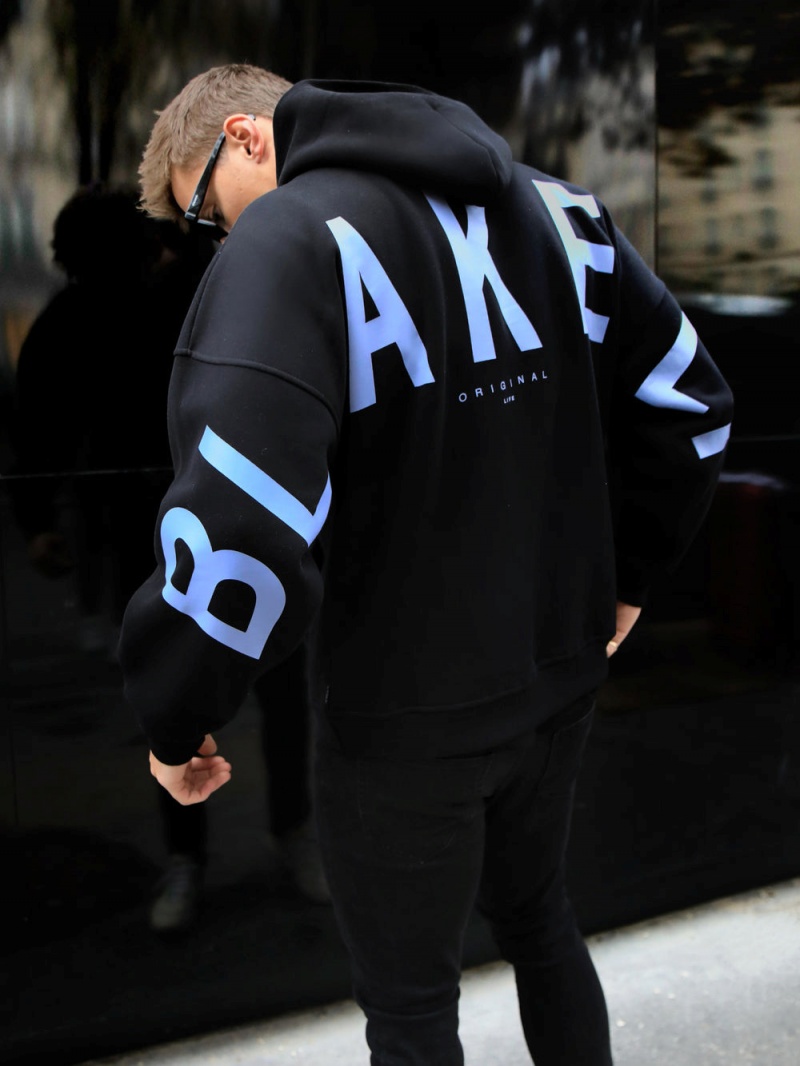 Black & Blue Blakely Members Idris Oversized Hoodie | AXZW-71542