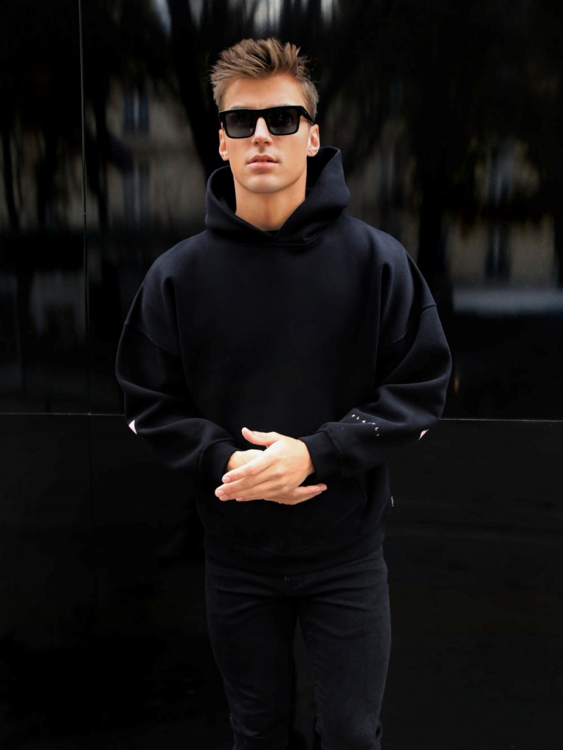 Black & Pink Blakely Members Idris Oversized Hoodie | ABNI-78549