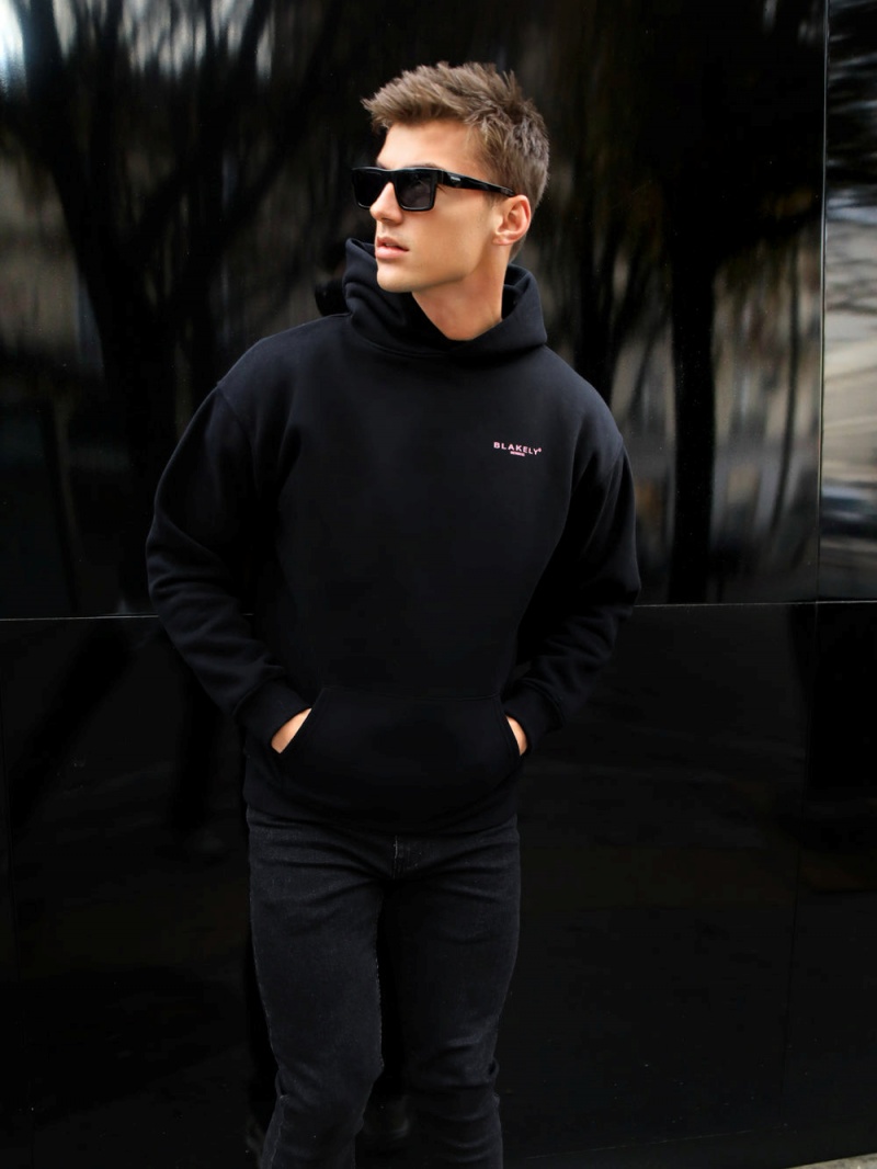 Black & Pink Blakely Members Relaxed Hoodie | VTCF-83475