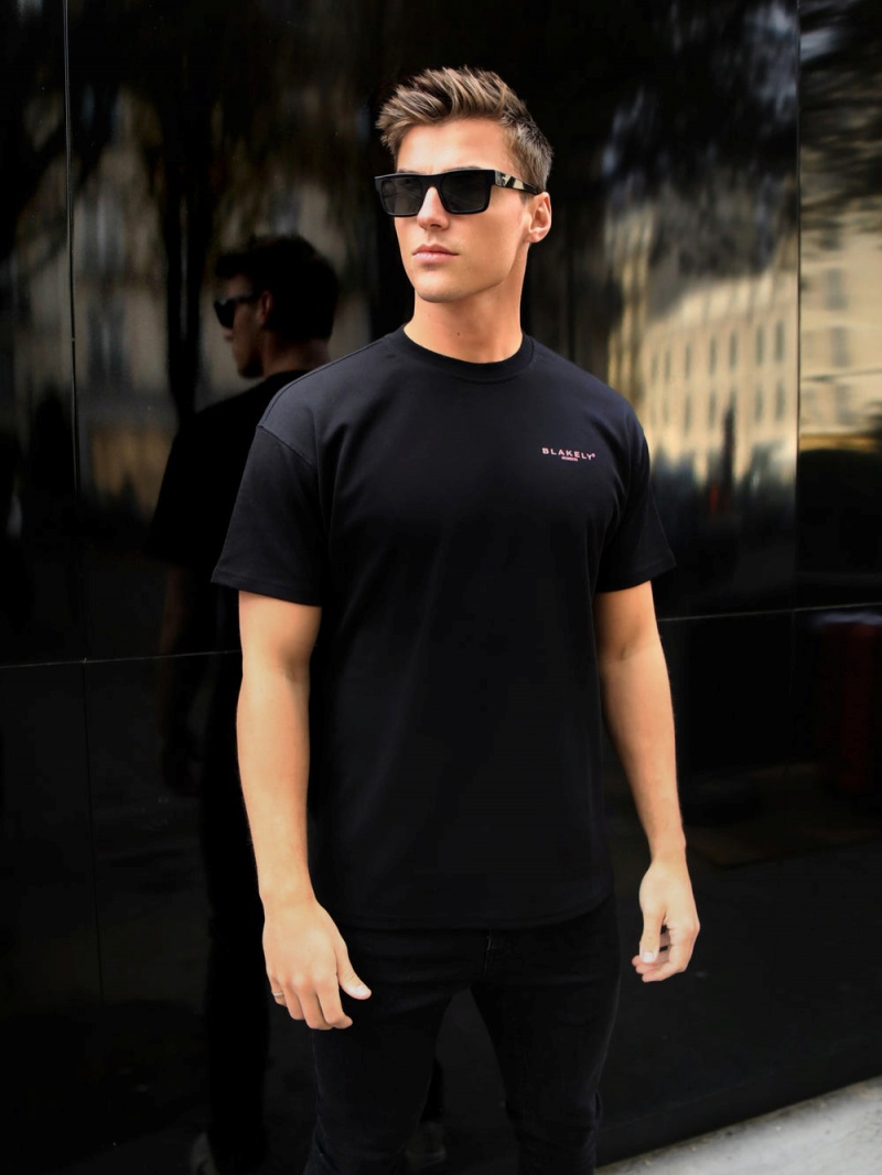Black & Pink Blakely Members Relaxed T-Shirt | DFXP-08572