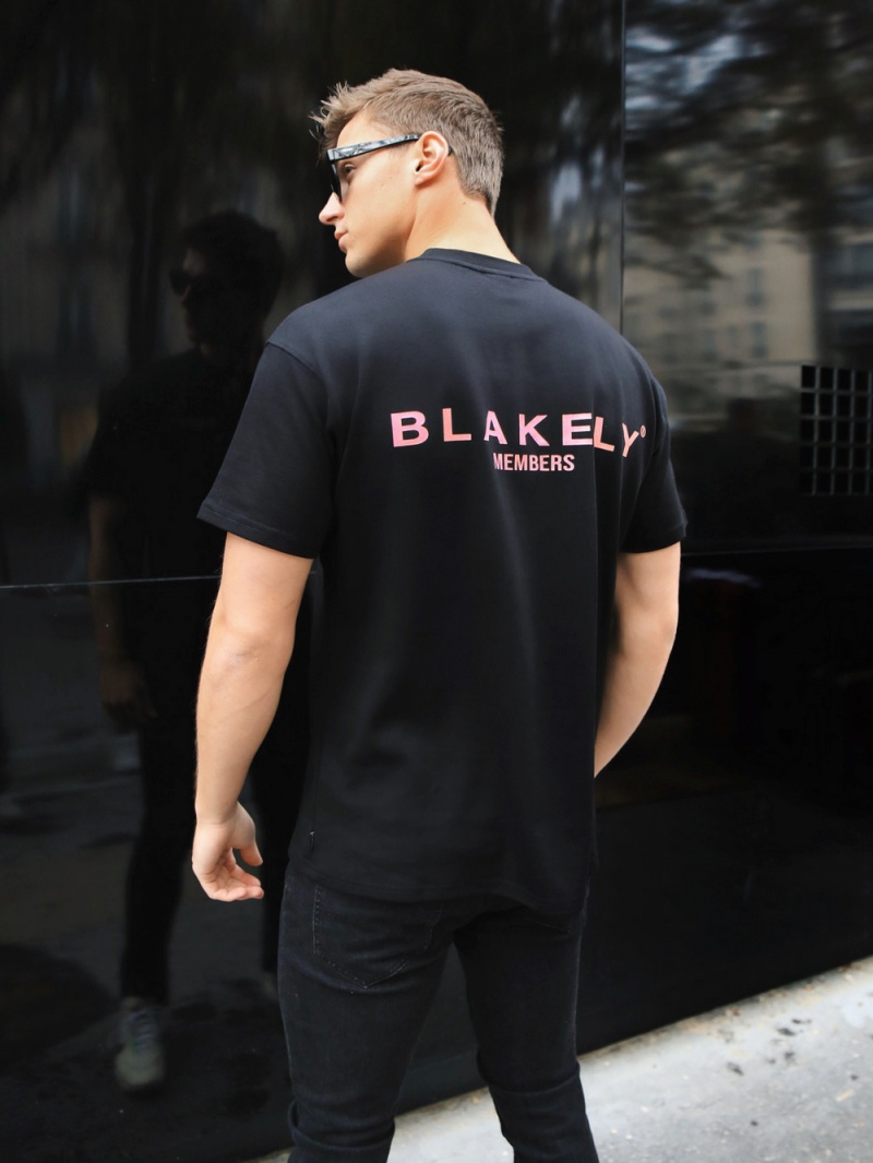 Black & Pink Blakely Members Relaxed T-Shirt | DFXP-08572