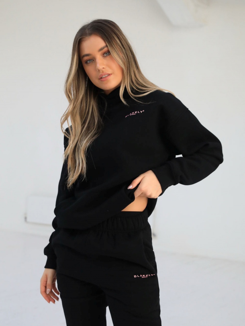 Black & Pink Blakely Women's Members Relaxed Hoodie | ZEBD-62017