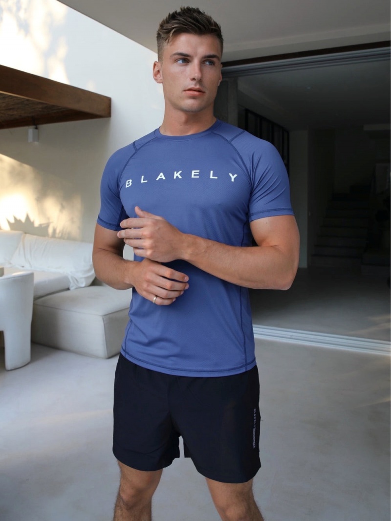 Blue Blakely Alert Gym T-Shirt | ZFIH-71260