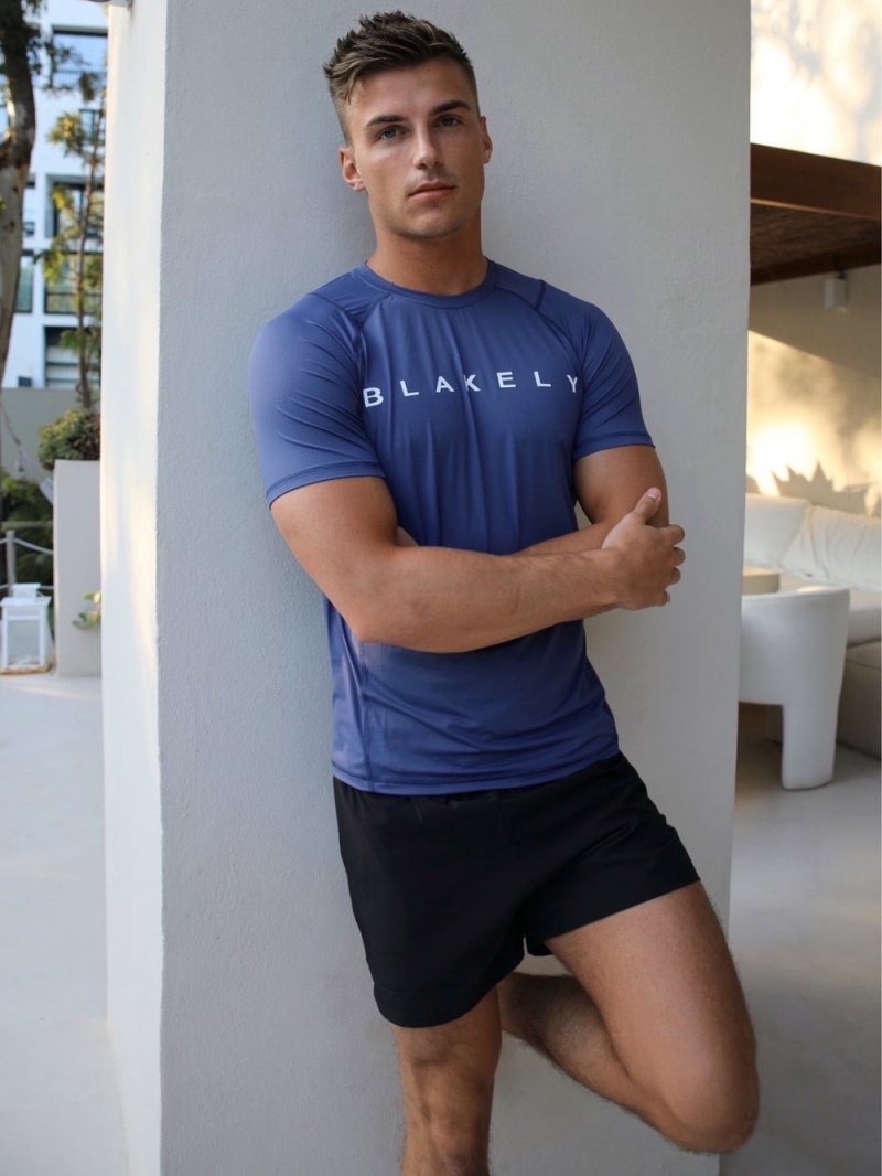 Blue Blakely Alert Gym T-Shirt | ZFIH-71260