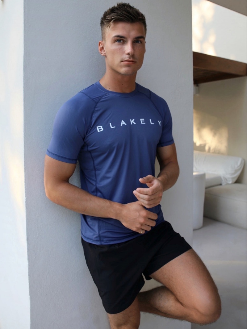 Blue Blakely Alert Gym T-Shirt | ZFIH-71260