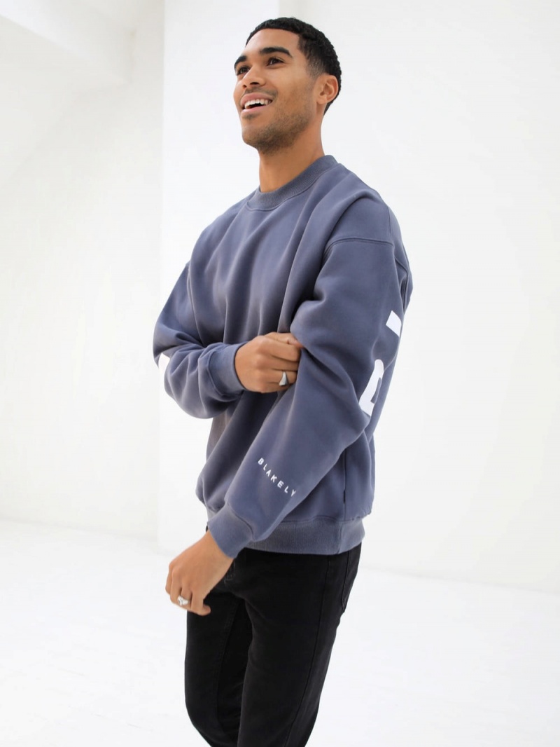 Blue Blakely Idris Oversized Jumper | LSYM-58469