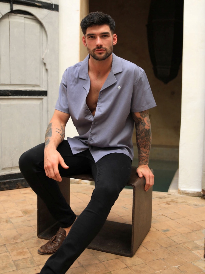 Blue Blakely Nador Open Collared Shirt | KRNA-15329